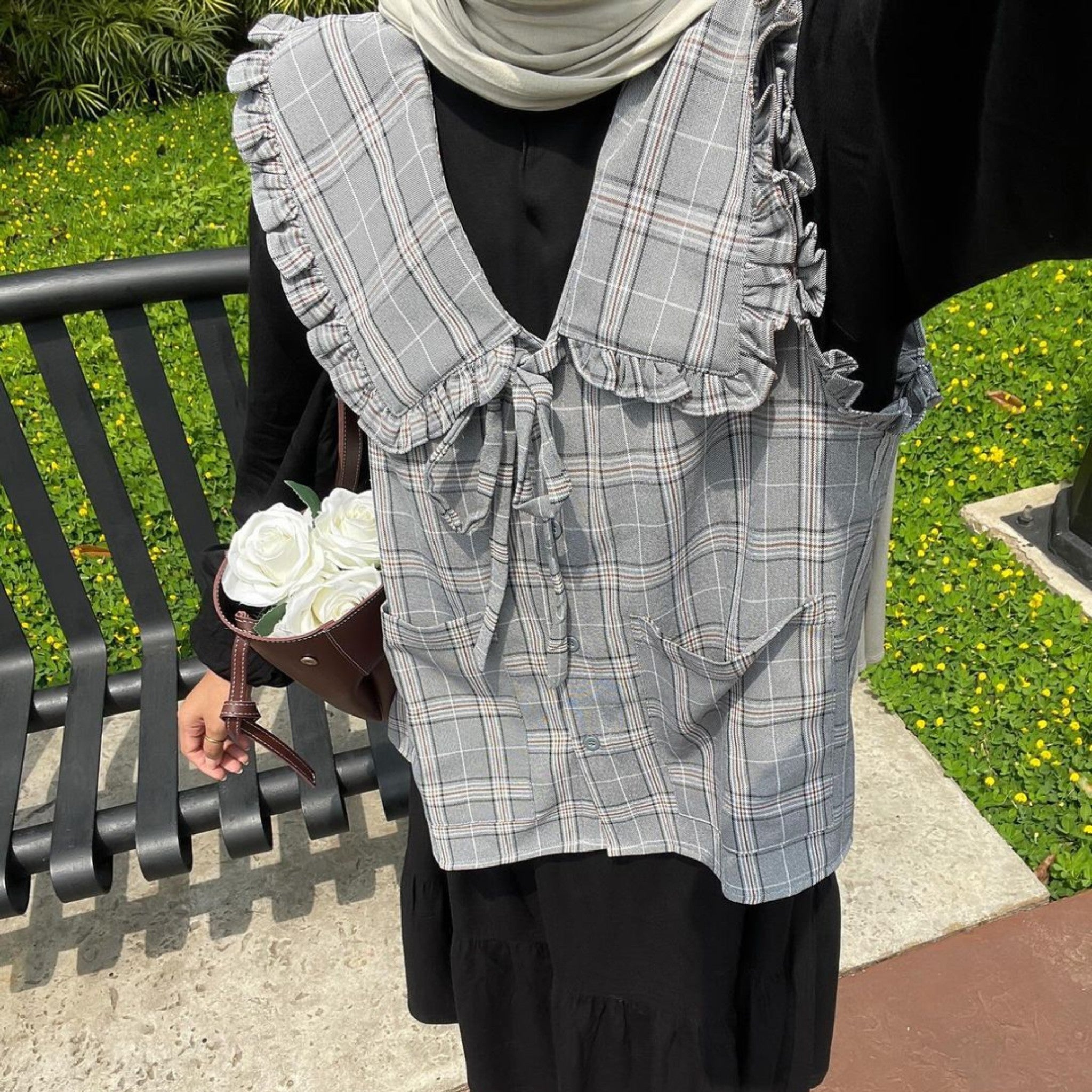 Image of Eclemix Outer Mosha | Vest Wanita Tartan Tanpa Lengan